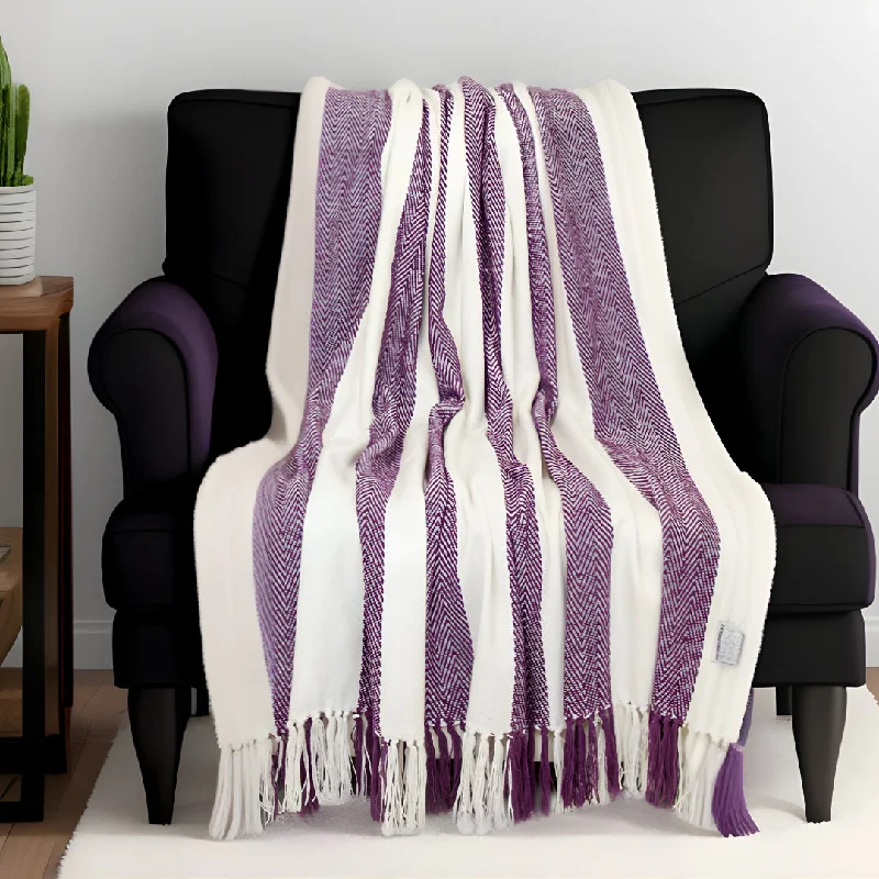 Wool blankets with natural warmth and insulationPurple Woven Cotton Throw Blanket