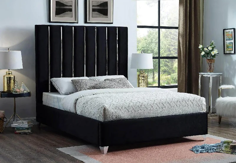 Gel - infused memory foam mattresses for cooler sleepChrome Velvet Black Bed