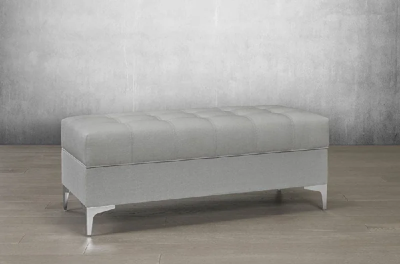 Velvet Storage Bench with Chrome Legs